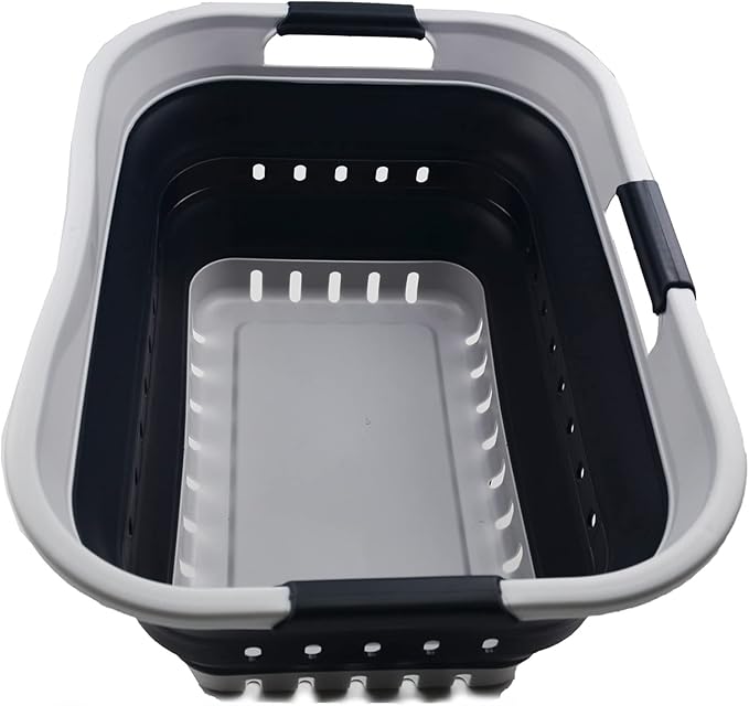 SAMMART 30L Collapsible 3 Handled Plastic Laundry Basket