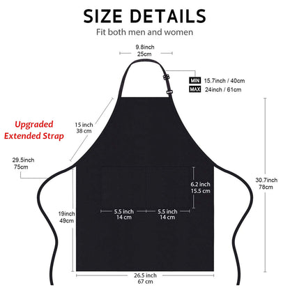 4 Packs Chef Apron, Waterproof Catering Apron with 2 Pockets, Adjustable Work Aprons Perfect for Kitchen Cooking Painting Gardening Cleaning Restaurant BBQ, Personalised Aprons (Black)