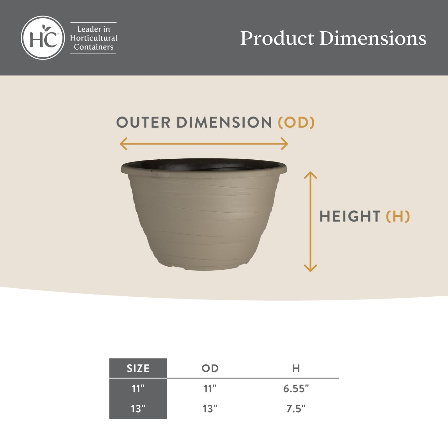 The HC Companies Wrapt Hanging Planters - Lightweight Plant Pot Hanger for Hanging Plants, Vegetables & Herbs - Outdoor & Indoor Hanging Basket for Plants (13" Pepperstone, Pack of 1)