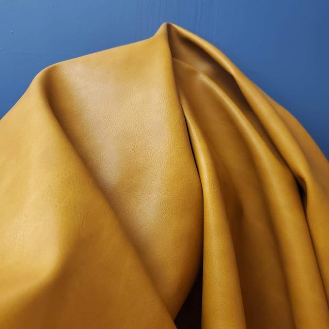 Caramel Light Tan Soft Faux Vegan PU Leather Fabric Sheet by The Yard Synthetic