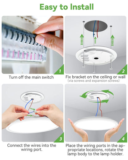 zemty 29W 3200LM LED Ceiling Light, 30cm Bathroom Lights Ceiling 3000K/4500K/6000K Waterproof, 3 Color Temperature Flush Ceiling Light, Round Ultra Thin for Bedroom, Bathroom, Living Room, Kitchen