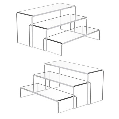 Goabroa Acrylic Display Risers, 2 Sets 6 Pcs Rectangular Risers Display Stands, 4mm Thick Display Stands for Vendor Events, Acrylic Shelves for Lego Display, Cupcake, Perfume