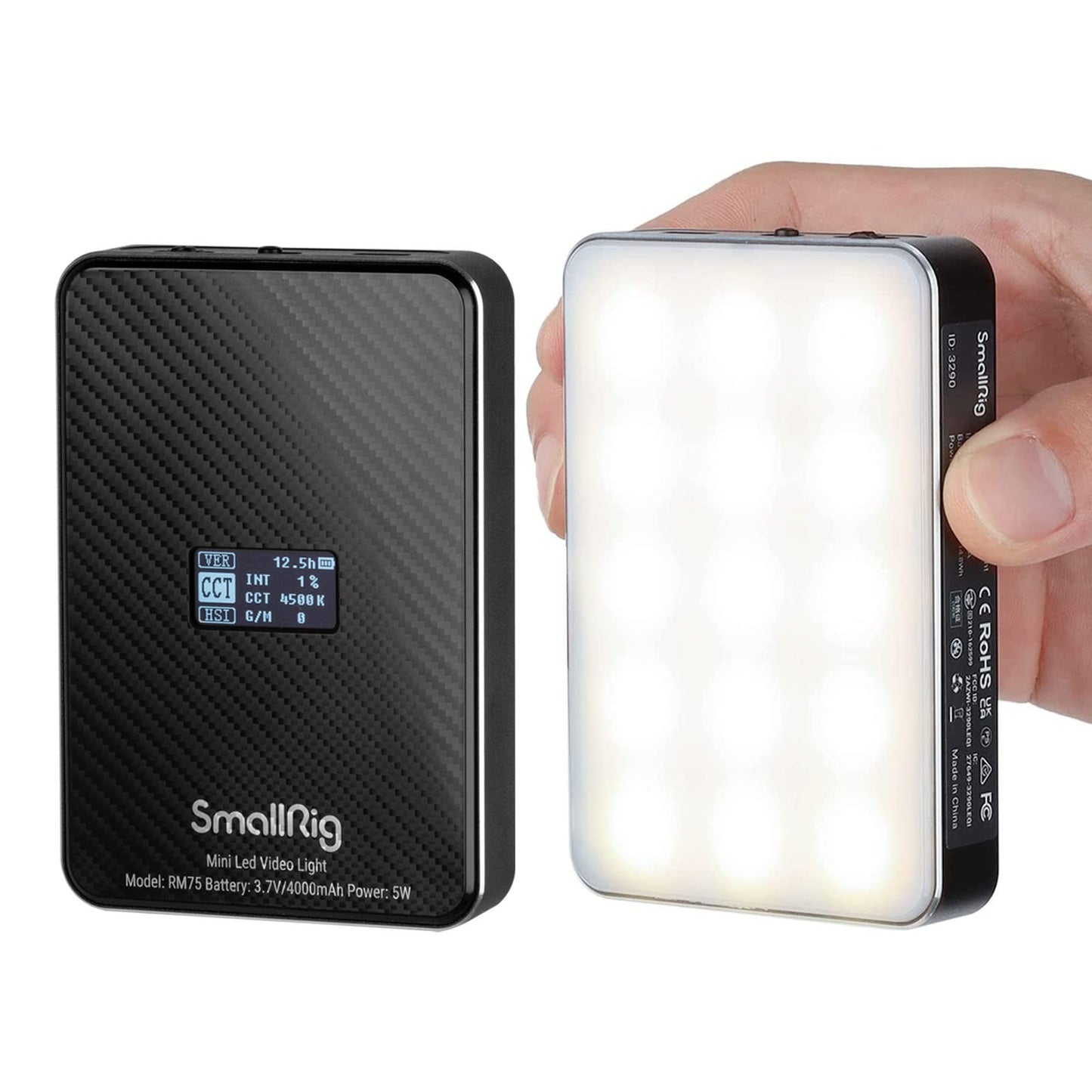SmallRig RM75 RGB Video Light, RGBWW Full Color Portable LED Light Panel, 4,000mAh Battery, 2500-8500K, CRI96, TLCI 98, Magnetic Attraction and App, for Vlogging Photography 3290