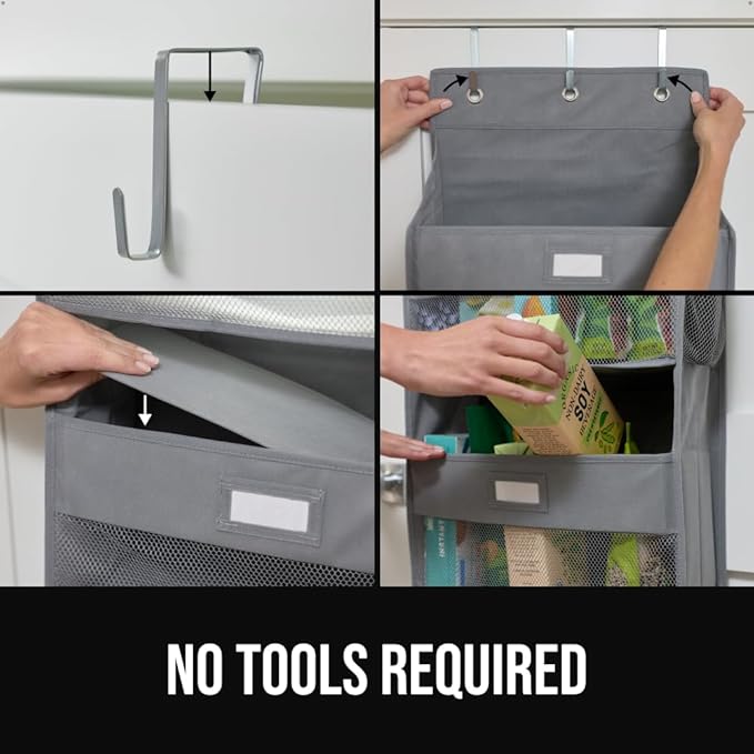 GORILLA GRIP Over The Door Organizer Storage, 5 Deep Hanging Shelves, Holds