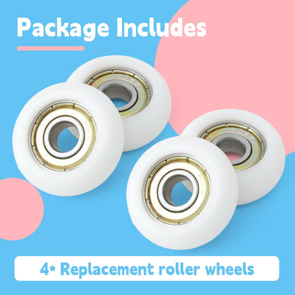 GLOXTED 4Pcs Replacement Roller Wheels Compatible with Aero for Pilates Reformer Machine, Smooth and Quiet Glide, 8mm Shaft Diameter Roller Wheel, White