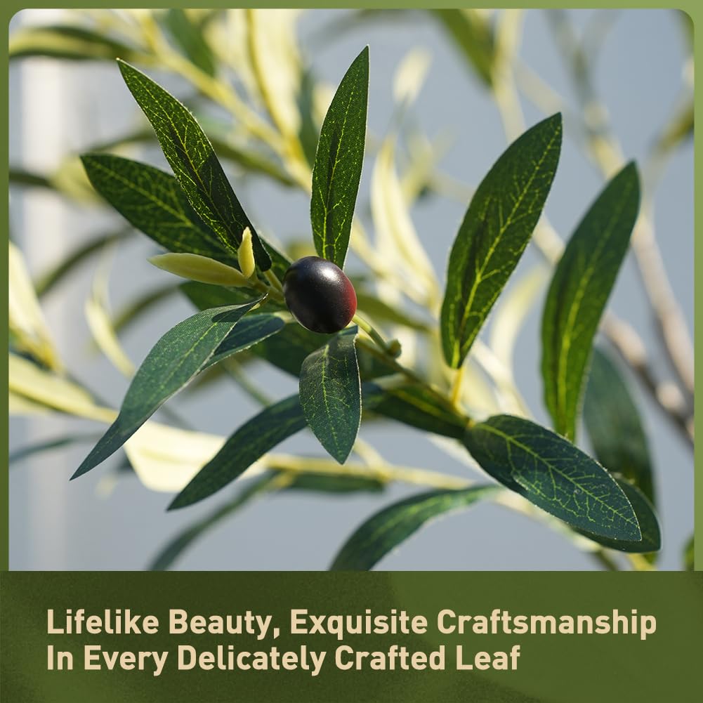 Verinatural Olive Tree Artificial Indoor 8ft - Large Fake Plants - Realistic Faux Olive Tree in Pot - Tall Artificial Plants for Home, Patio, Living Room, Office Decor,VN138