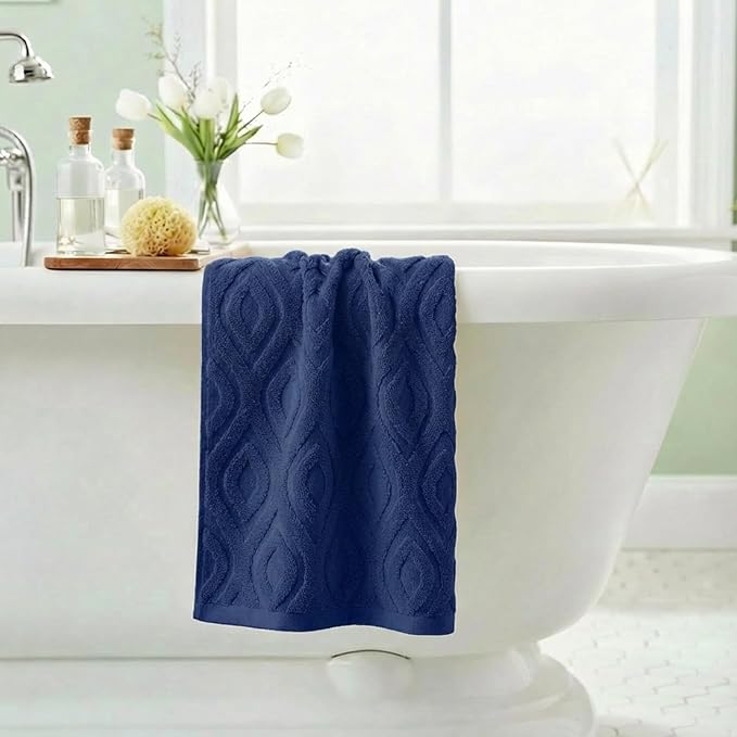 Artoid Mode 1 Pc Navy Blue 3D Diamond Grid Jacquard Hand Towels