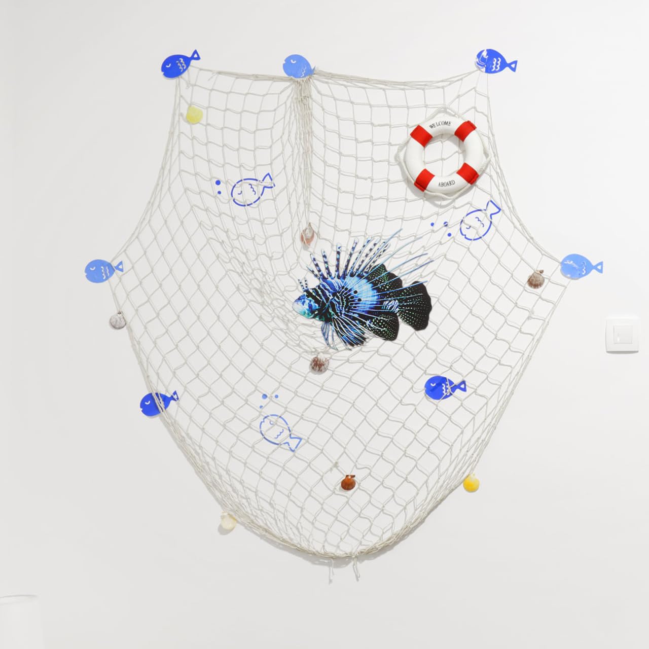Zerodeko Iron 3D Ocean Animal Wall Art, Blue, 10.22 x 7.86 x 0.19 inches, Nautical, Hanging Sculpture, Unframed, Metallic Finish, Unisex, Indoor, Decorating, Bedroom, Living Room, Nursery