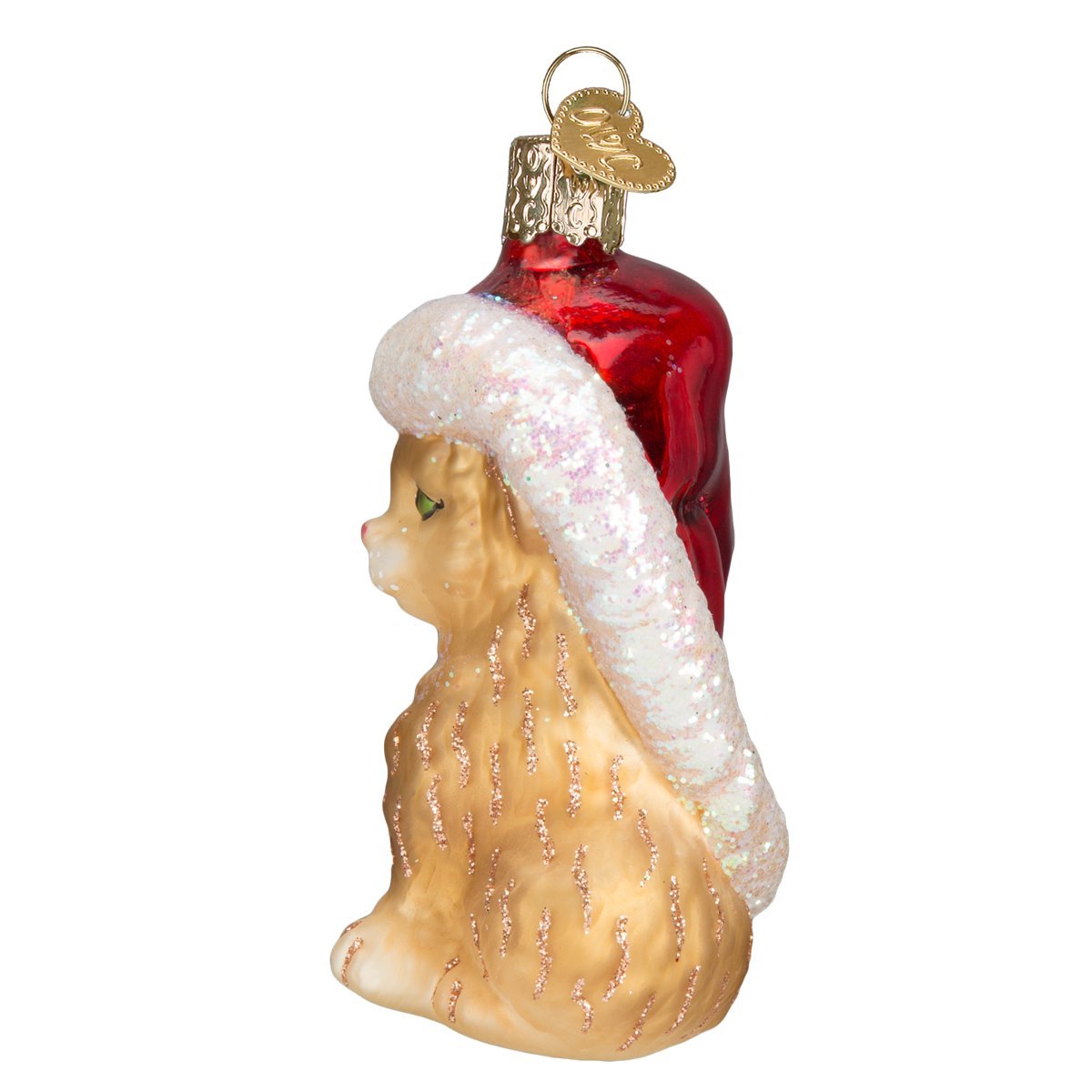 Old World Christmas Santa's Kitten Glass Blown Ornament for Christmas Tree, Handcrafted Holiday Decoration, Santa Collection