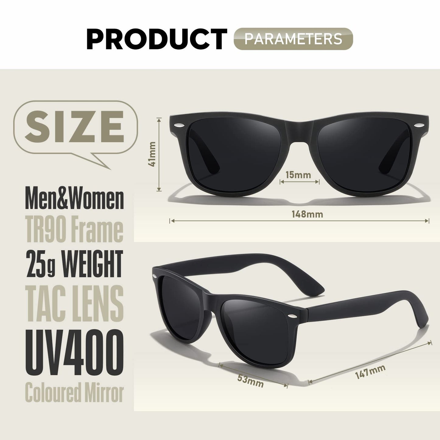 wearPro Polarised-Sunglasses-Mens-Womens-UV400-Protection Rectangular Sunglasses Retro Black Sun Glasses Unisex Classic Ultralight Shades For Cycling Driving Fishing(Black)