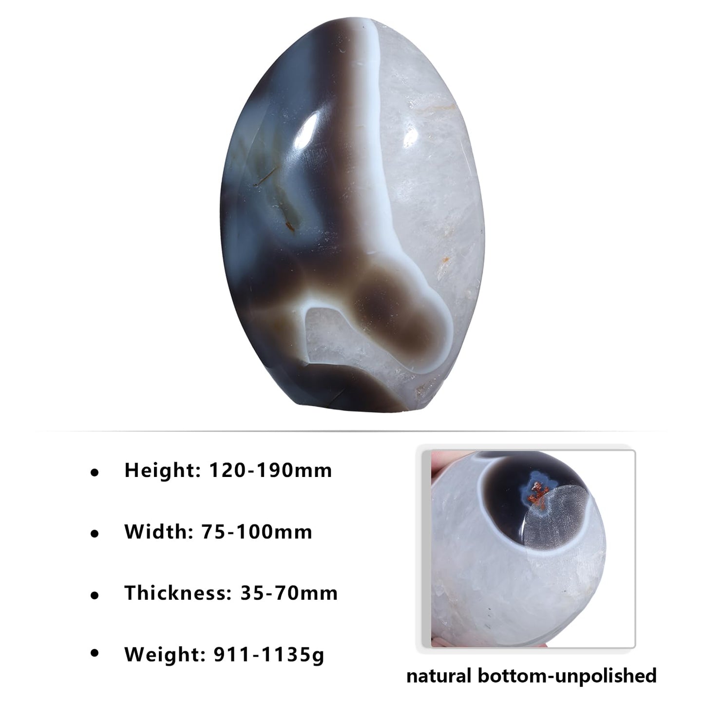 dssmboom Irregular Self-Standing Agate Stone Decoration for Home Tabletop, Polished Crystal Stone Mineral Specimen for Reiki Healing, 2-2.5 lb