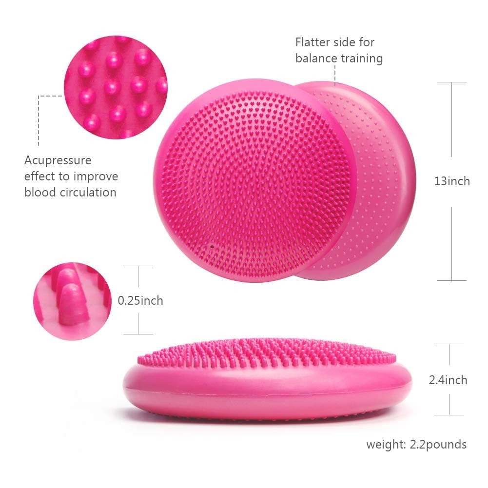 WIWAPLEX Wiggle Seat, Inflatable Stability Balance Disc Wobble Cushion, Balance Disc Wiggle Seat, Flexible Seating Classroom with Free Air Pump Sensory Kids (Office & Home & School) (Pink)