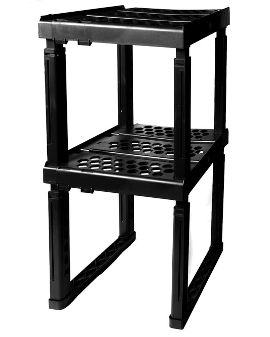 Piffny Locker Organizer Shelf， Adjustable Width and Height, Ideal Locker for School, Office, and Gym Lockers (Black 2 Pack), PLKSLF01