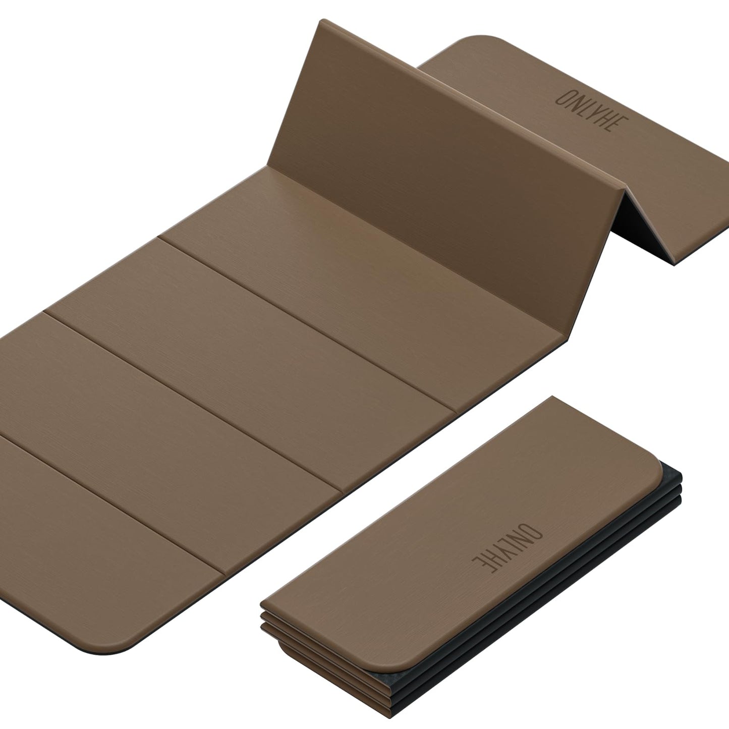 ONLYHE Foldable Yoga Mat Exercise Mat for Home Workout, Comfortable and Durable, 8mm Thick Portable Folding Mat, Non-Slip, Pilates Mat Thick, Outdoor Use, Meditation, Travel, Camping (71"x24" x 0.3") (Brown+Black)