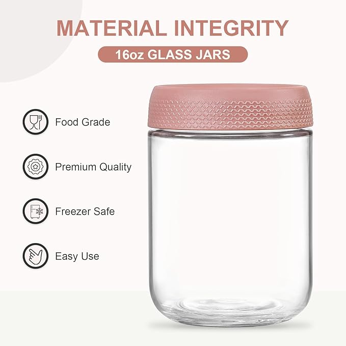 NETANY 6-pack 16oz Glass jars