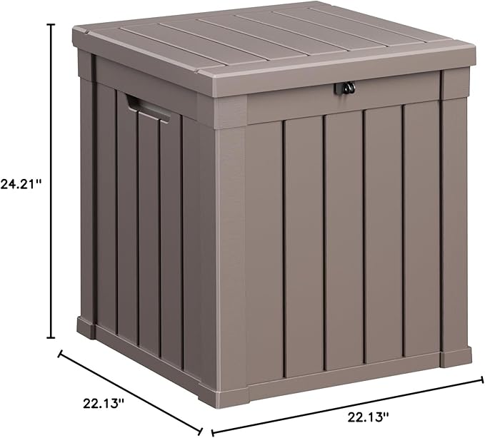 EasyUp 50 Gallon Deck Box Outdoor Storage Box for Patio Furniture,Outdoor Cushions,Garden Tools and Pool Supplies,Waterproof,Resin（Gray）