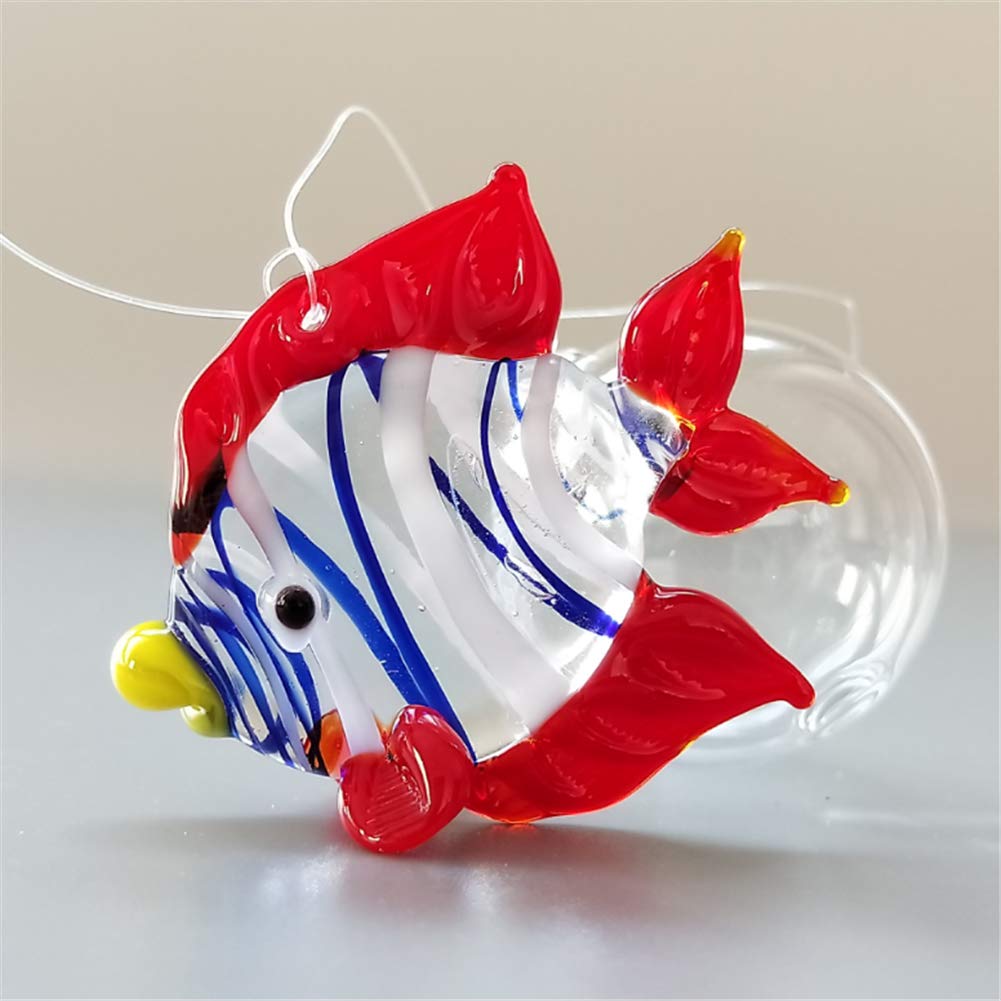 ZHU IN SY Fish Tank Ornaments Color Bubble Fish Miniature Hand Blown Tropical Fish Figurine Art Glass Sea Animals Collection,Set of 6 for Small and Medium Fish Tanks (2)