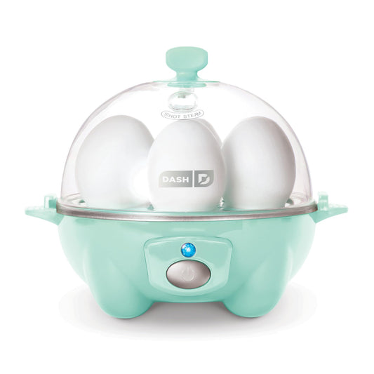 DASH Rapid Egg Cooker: 6 Egg Capacity Electric Egg Cooker for Hard Boiled Eggs, Poached Eggs, Scrambled Eggs, or Omelets with Auto Shut Off Feature - Aqua, 5.5 Inch (DEC005AQ)