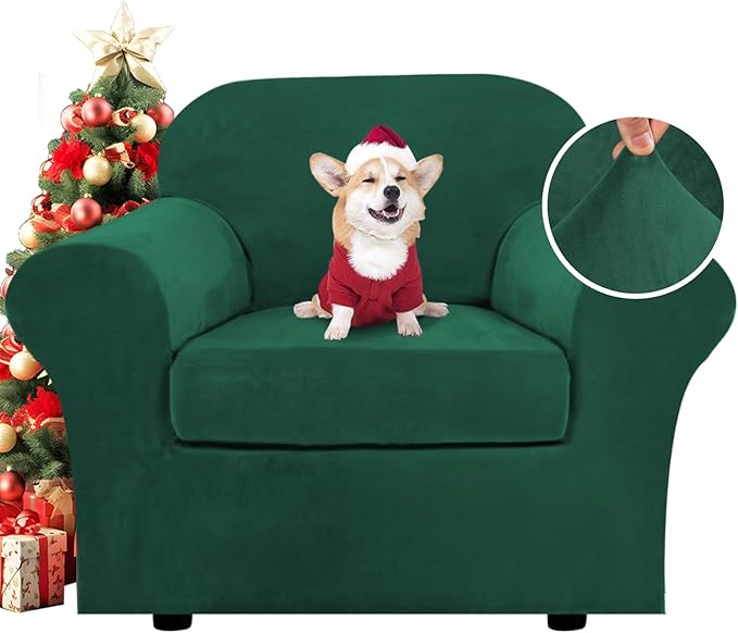 H.VERSAILTEX Rich Velvet Stretch 2 Piece Cover Chair Slipcover Sofa Cover