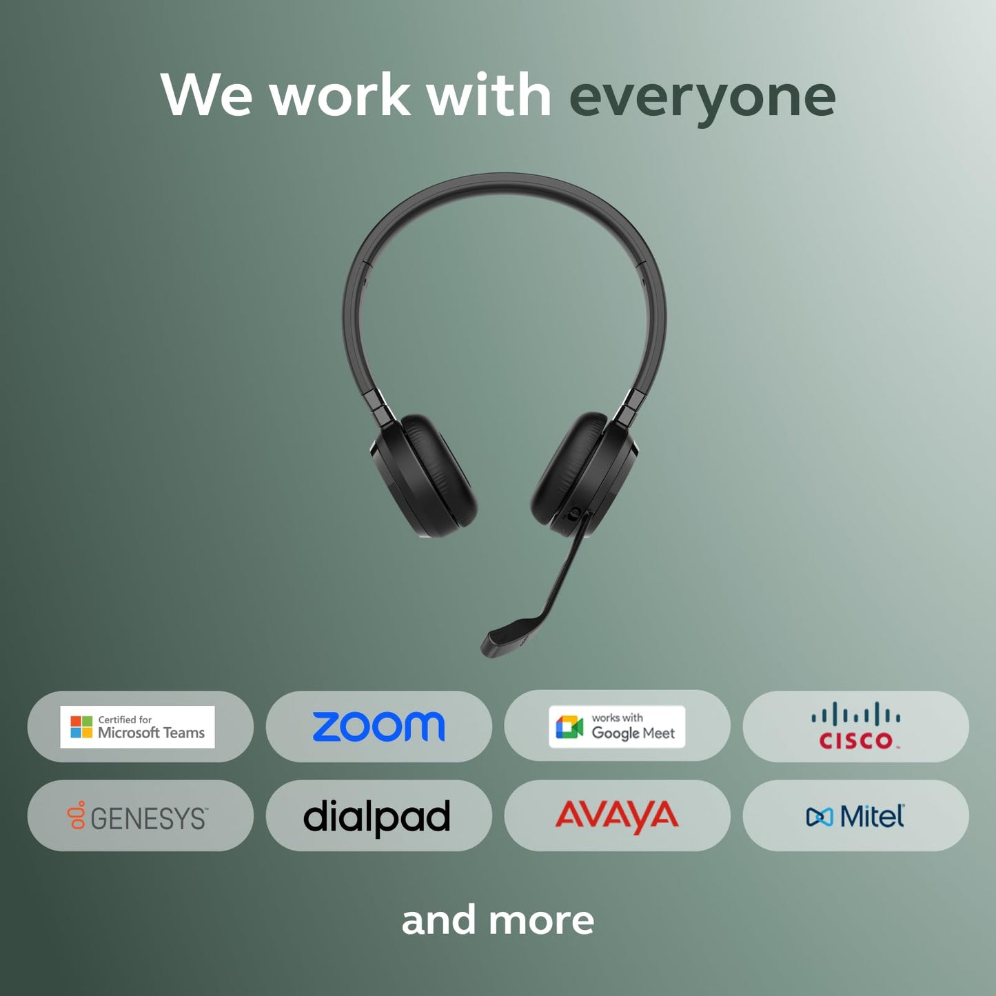 Jabra Evolve 65 TE (Third Edition) Wireless Dual-Ear Headphones - Noise-Canceling Mic, 16 hrs Battery Life, Dual Connectivity, MS Teams Certified, Supports Other Platforms, Black