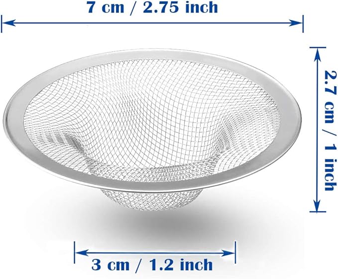 40 pcs Heavy Duty Stainless Steel Slop Basket Filter Trap, 2.75" Top / 1" Mesh