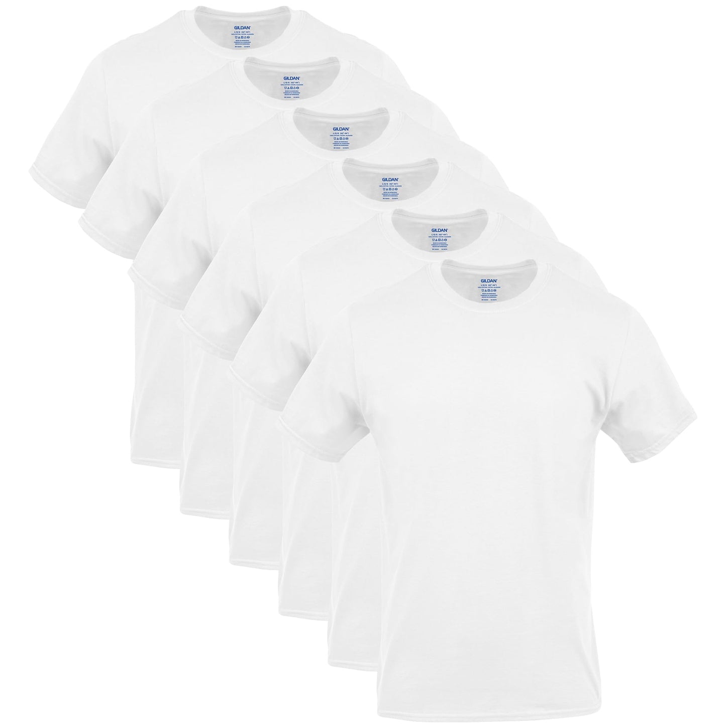 Gildan Men's Crew T-Shirts, Multipack, Style G1100, White (6-Pack), 2X-Large