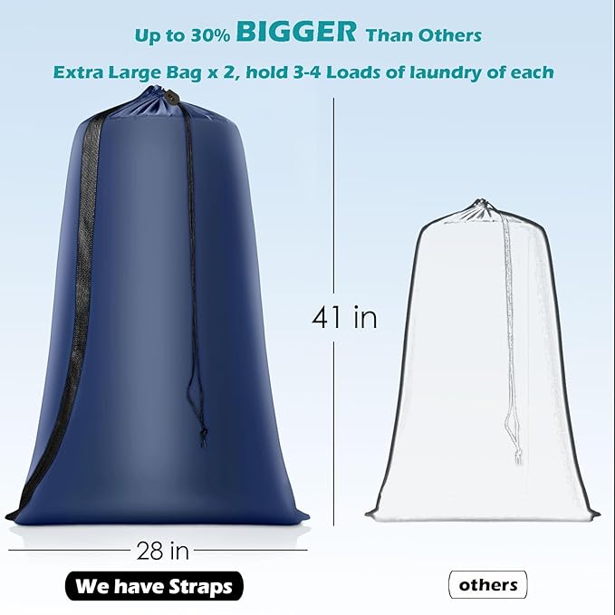Heavy Duty Laundry Bag 2 Pack XL Nylon Laundry Bags