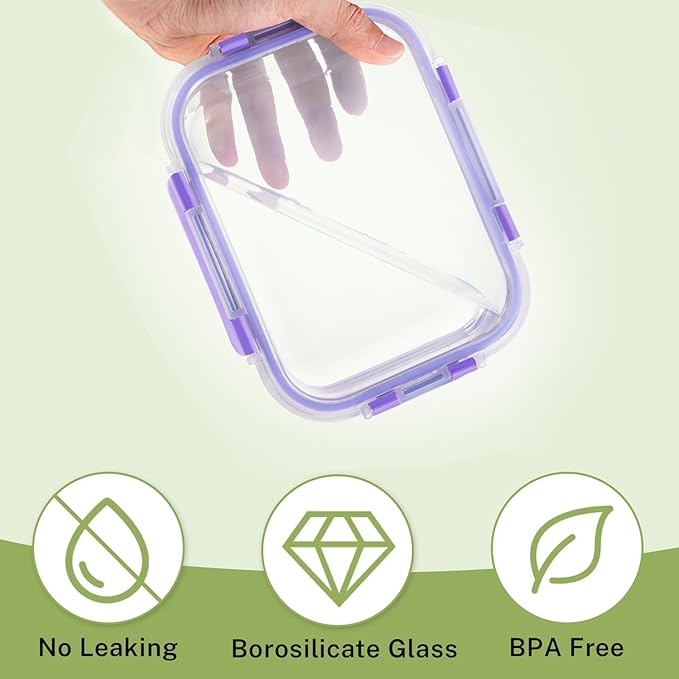 HOMBERKING 8 Pack Glass Food Storage Containers