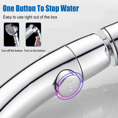 GENMAIGOU Modern 3-Setting Detachable Shower Head with 59-Inch Hose, High Pressure Water Saving, 360 Rotating Adjustable Handheld Shower Head with ON/OFF Switch and 3 Spray Modes, Chrome Finish