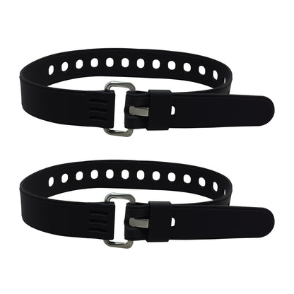 Vvluvva Heavy-Duty Rubber Utility Straps with Buckles, 2 Pcs 20" Reusable Adjustable Tension Straps for Truck Cargo, Luggage & Gear, Quick Cinch Fastening Lashing Tools (Black-2)