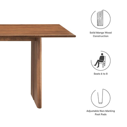 Modway Amistad 72" Solid Wood Modern Farmhouse Rectangular Dining Table in Walnut