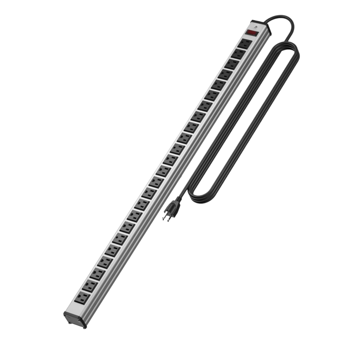 20 Outlet Heavy Duty Metal Socket Power Strip,15-Foot Long Extension Cord with Circuit Breaker. Mounting Brackets Included,Workshop/Industrial use,ETL Certified