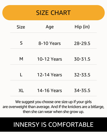 INNERSY Period Pants for Teenage Girls Cotton Menstrual Underwear Leakproof Knickers Pack of 3 (12-14 Years, Colourful Black)