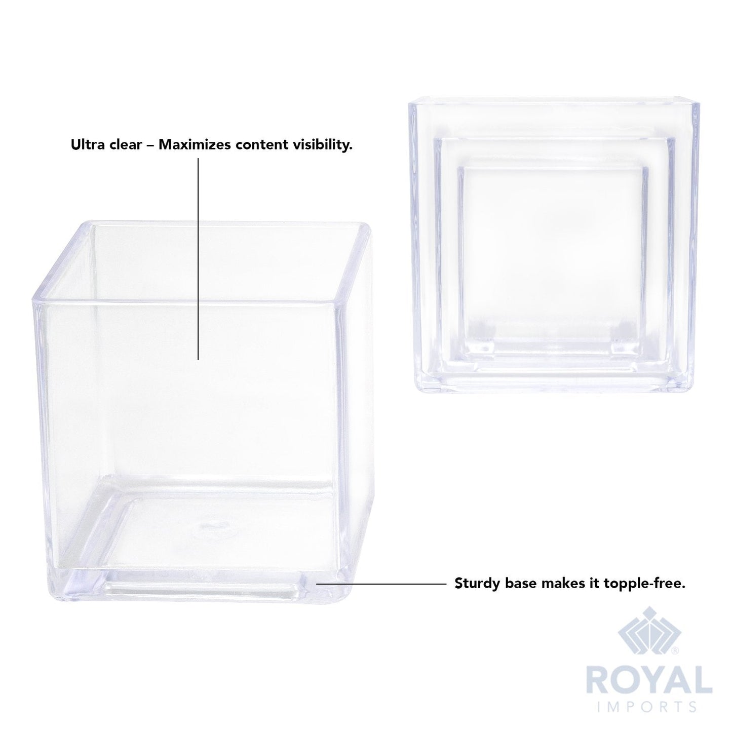 Royal Imports Flower Acrylic Vases Cubes, Decorative Centerpiece for Home or Wedding, Non Breakable Plastic, 6x6 - Clear