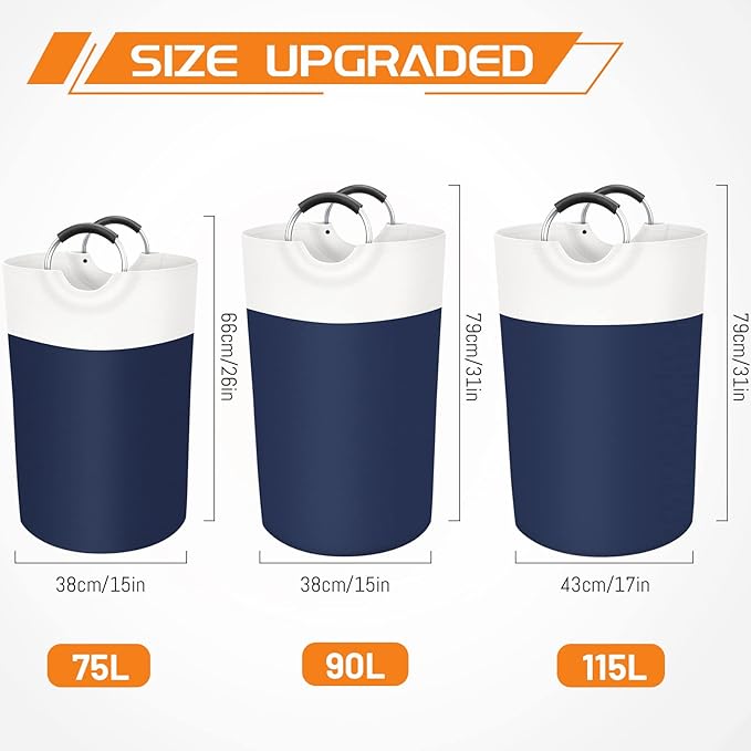 BlissTotes 90L Laundry Basket, Freestanding Laundry Hamper, Collapsible Dirty