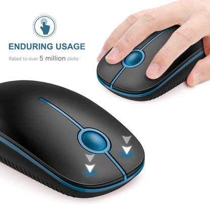 VssoPlor Wireless Mouse, 2.4G Slim Portable Computer Laptop Mouse with Nano Receiver Quiet Silent Optical Mice for Notebook, PC, Laptop, Computer-Black and Gold