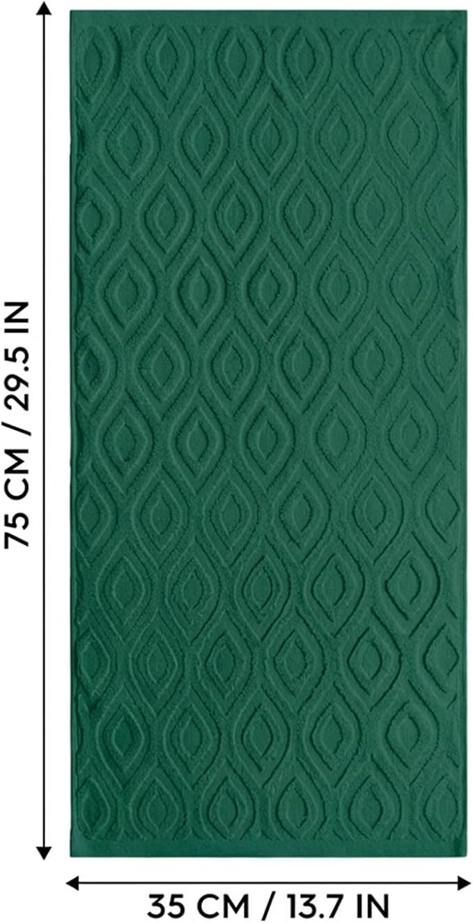 Artoid Mode 2 Pcs Dark Green 3D Diamond Grid Jacquard Hand Towels
