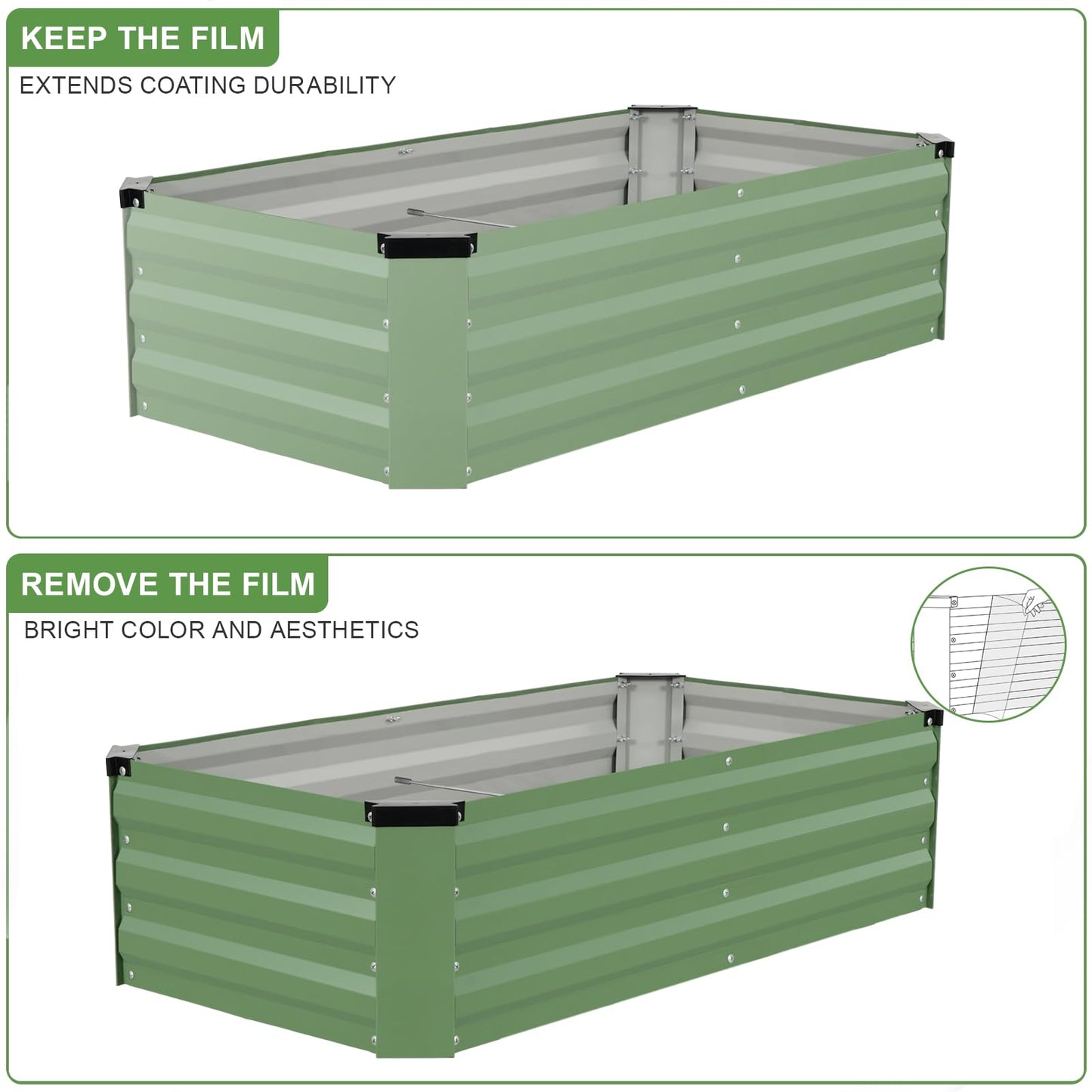 Galvanized Raised Garden Bed Outdoor | Metal Raised Garden Bed for Gardening 2Pack | Large Planter Box for Vegetables Flowers Fruits | Easy Assembly & Safety Design Flower Beds 4x2x1ft Olive Green
