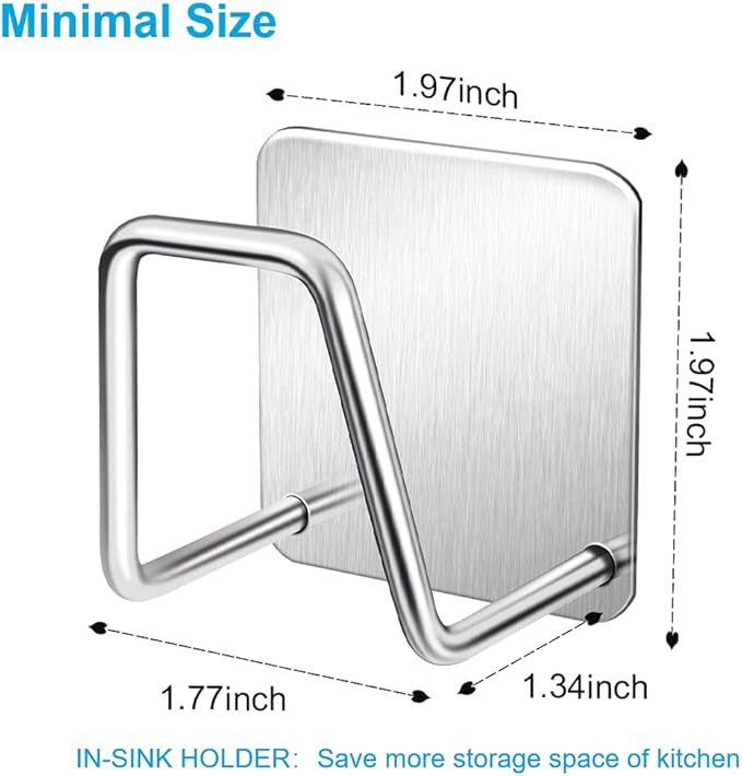 ESINAM 2Pcs Sponge Holders for Kitchen Sink, Strong Adhesive Small Sponge Holder