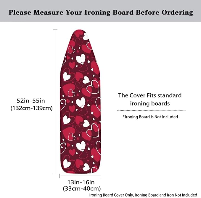 Heart Cute Ironing Board Cover Romantic Standard Size 15″x54″ Ironing Board