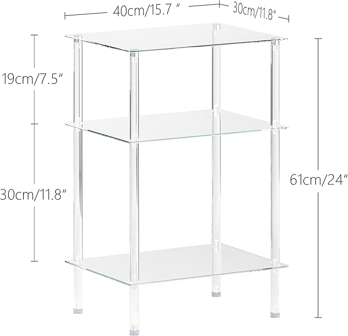 Tempered Glass Side Tables Set of 2 Acrylic End Table
