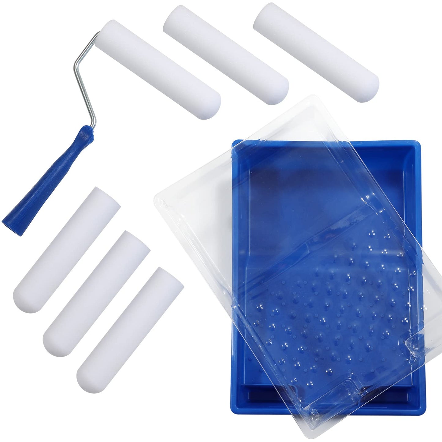 Paint Roller-High Density Foam Small Paint Roller 6 Inch, Mini Roller Set with Tray, Sponge Roller Refills, Finest Finish Foam Rollers for Use with All Paints,9 Piece