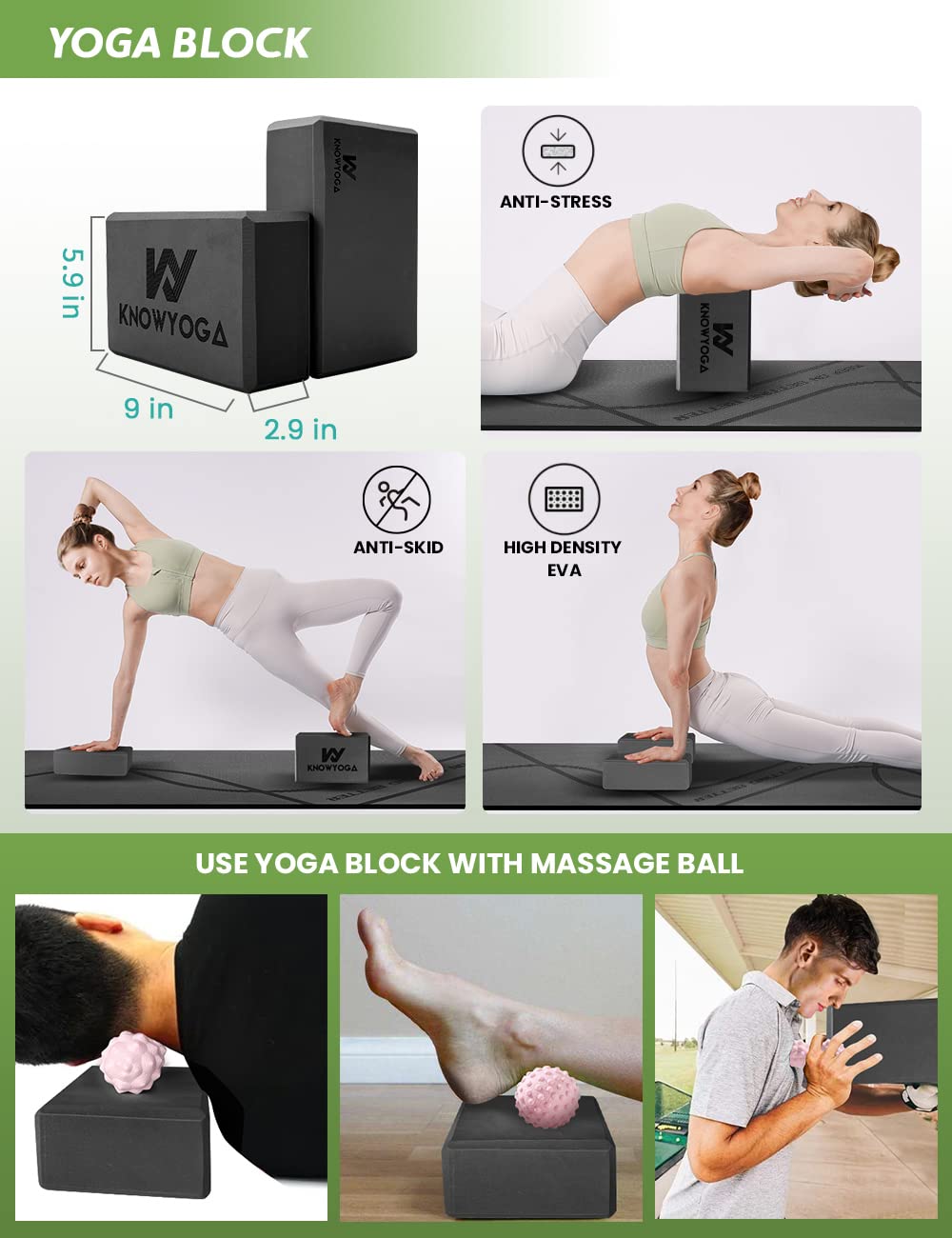 Yoga Starter Kit 12 in 1 - Yoga Set Include Yoga Mat, Foam Roller, 4 Resistance Bands, Yoga Blocks 2 Pack with Strap, 2 Peanut Massage Balls, Yoga kit and Sets for Beginners