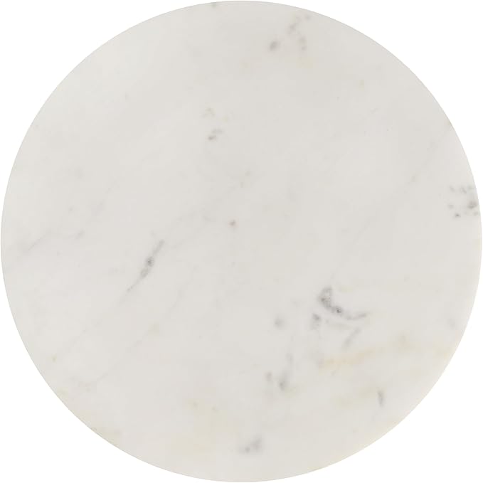 JONATHAN Y Javier Solid White Marble End Table, 17.75" Round Modern Accent Side