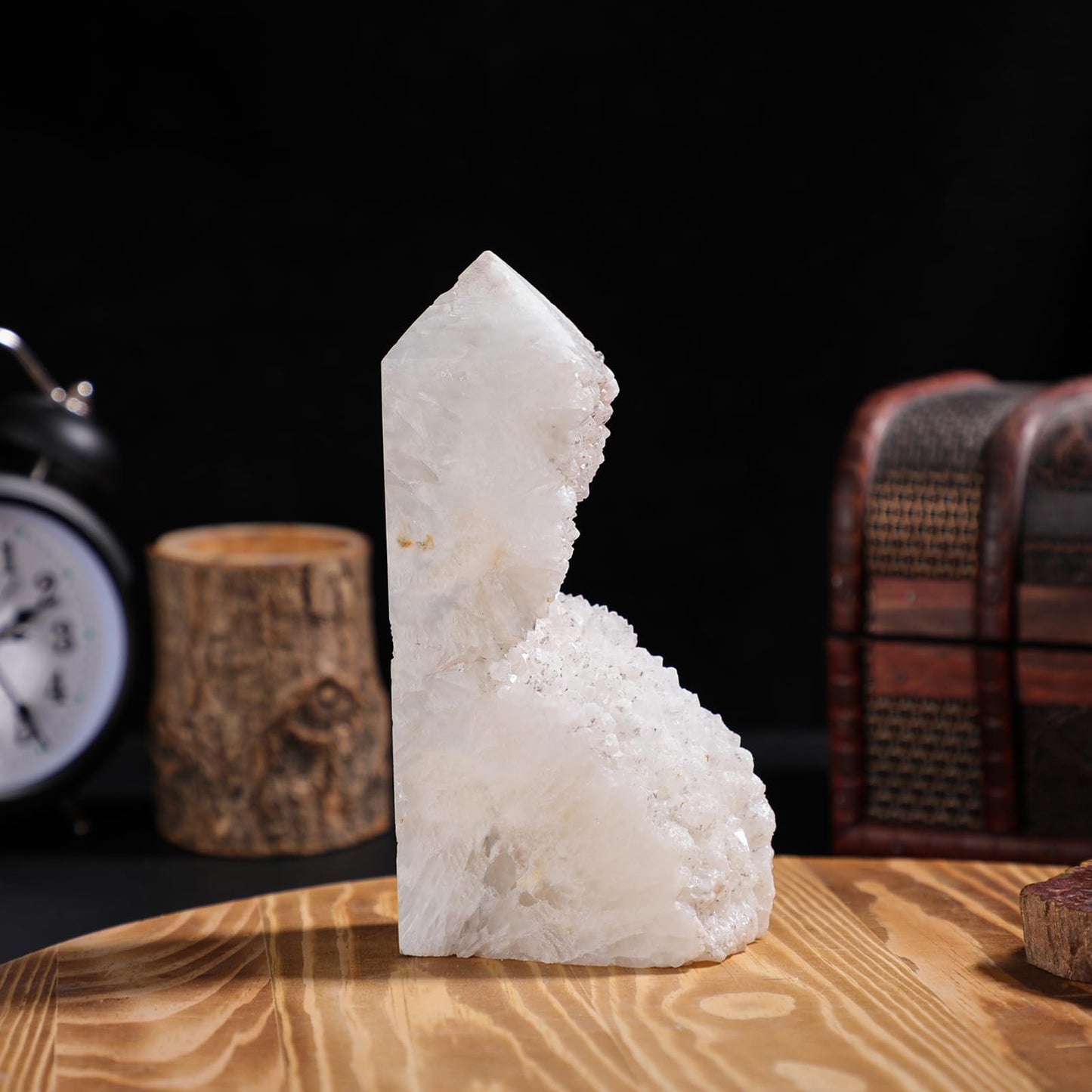 TUMBEELLUWA Irregular Natural Clear Quartz Crystal Obelisk Tower Pointed Raw Crystal Wands and Healing Stones for Witches Meditation Home Decor, 4.33-6.69 Inch