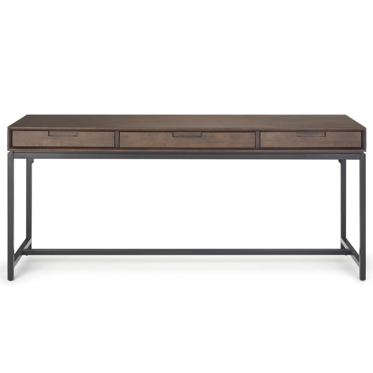 SIMPLIHOME Banting Desk - 72 Inch Wide Solid Wood and Metal Writing Desk in Walnut Brown, Modern Industrial Home Office Computer Table for Study with 2 Drawers and Flip-Down Keyboard Tray