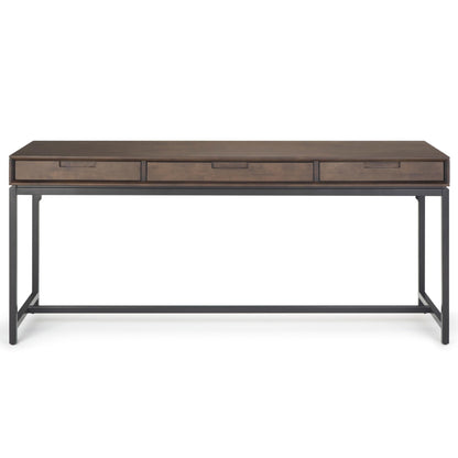 SIMPLIHOME Banting Desk - 72 Inch Wide Solid Wood and Metal Writing Desk in Walnut Brown, Modern Industrial Home Office Computer Table for Study with 2 Drawers and Flip-Down Keyboard Tray