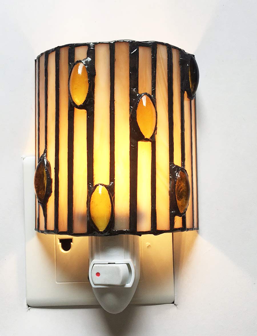 Tiffany Glass Night Light, HMJ7004, Stained Glass Bedroom Study Night Light, Size: 5"*5"*6"
