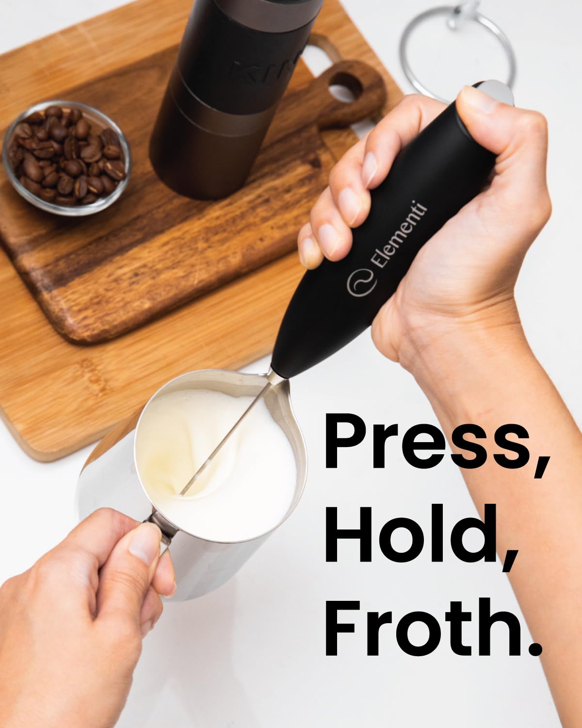 Elementi Portable Electric Milk Frother, Matcha Whisk, Milk Frother for Coffee Frother Electric Hand Blender, Mini Electric Whisk Small Hand Blender (Periwinkle)