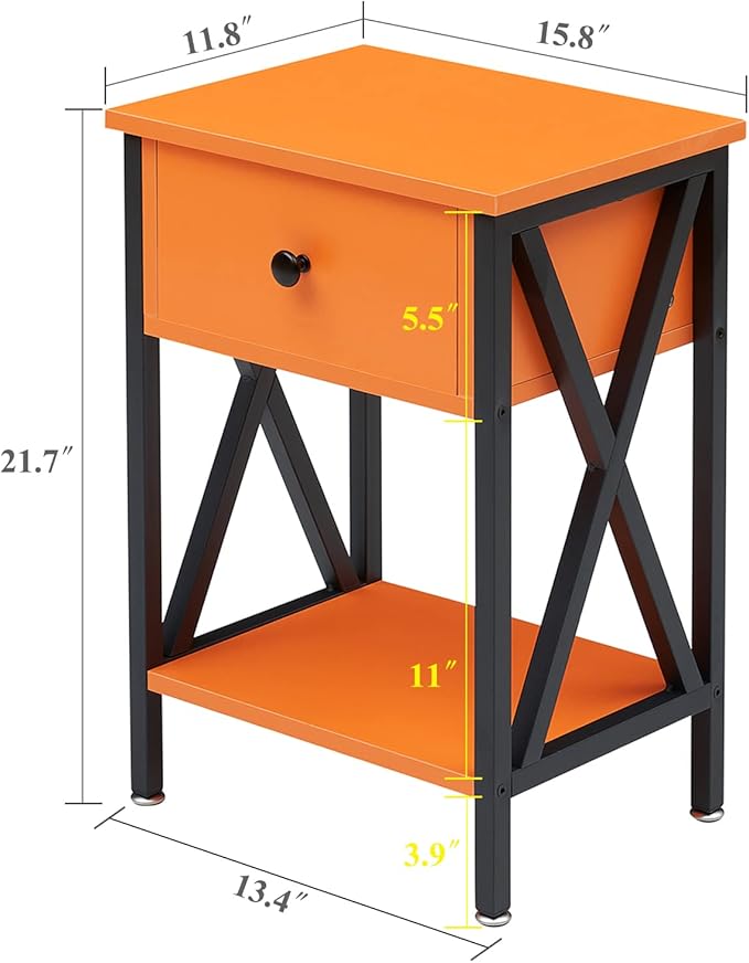 VECELO Nightstands Set of 2, Modern Bedside End Tables, Night Stands
